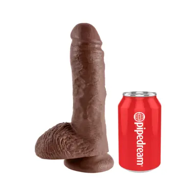 KING COCK 8 INCH W/ BALLS BROWN DILDO