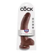 KING COCK 9 INCH W/ BALLS BROWN DILDO