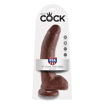 KING COCK 9 INCH W/ BALLS BROWN DILDO