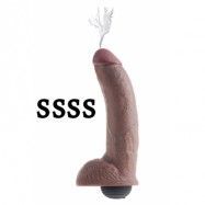 KING COCK 9" SQUIRTING COCK - BROWN