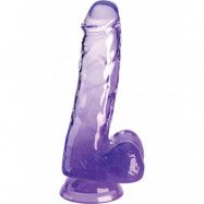 King Cock Clear: Dildo with Balls, 18 cm, lila