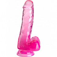 King Cock Clear: Dildo with Balls, 18 cm, rosa