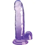 King Cock Clear: Dildo with Balls, 20 cm, lila