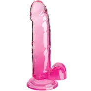 King Cock Clear With Balls Pink 18 cm