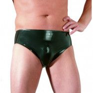 Latex Men's Briefs With Dildo - Large / Black