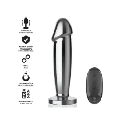 Intense Anal Plug 10 Vibrations Metal Dildo With Remote Control M