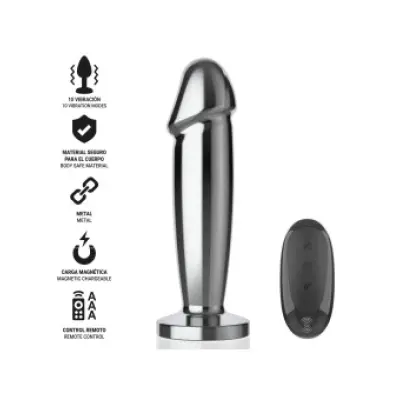 Intense Anal Plug 10 Vibrations Metal Dildo With Remote Control S