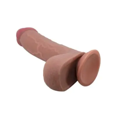 Pretty Love Sliding Skin Series Realistic Dildo With Sliding Skin Suction Cup Brown 23.4 Cm