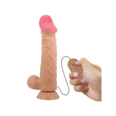 Pretty Love Sliding Skin Series Realistic Dildo With Sliding Skin Suction Cup Remote Control Flesh 24 Cm