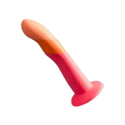 ROMP - DIZI SILICONE DILDO WITH SUCTION CUP TRICOLOR 18 CM