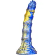 Metallic Fantasy Dildo Bamspin Blue/Gold 17,5 cm