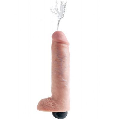 King Cock: Squirting Cock with Balls, 25 cm, ljus