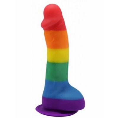 PrideDildo: Silicone Rainbow Dildo with Balls