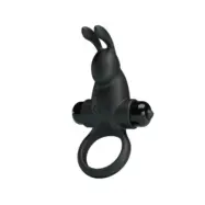 PRETTY LOVE - VIBRATING RING + RABBIT CLITORIS STIMULATOR 10 VIBRATIONS BLACK
