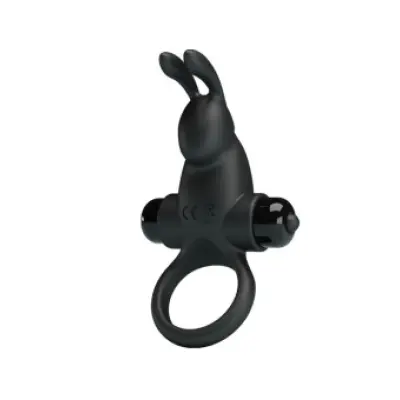 PRETTY LOVE - VIBRATING RING + RABBIT CLITORIS STIMULATOR 10 VIBRATIONS BLACK