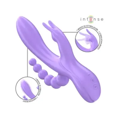 Intense Miko Triple Vibrator Rabbit & Stimulator & Anal 7 Vibrations Purple