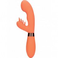 Loveline: Silicone Rabbit Vibrator with Ribbed Clitoral Stimulator