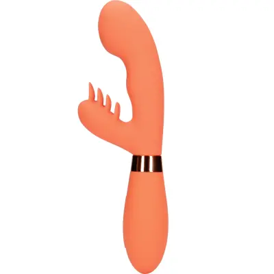 Loveline: Silicone Rabbit Vibrator with Ribbed Clitoral Stimulator
