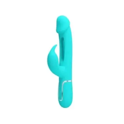 Pretty Love Kampas Rabbit 3 In 1 Multifunction Vibrator With Tongue Aqua Green