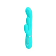 Pretty Love Shania Triple Rabbit Multifunction Vibrator 3 In 1 Blue