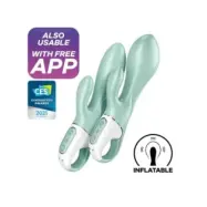 Satisfyer Air Pump Bunny 5+ Inflatable Rabbit Vibrator App Green