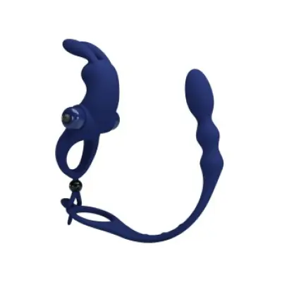 Pretty Love Ayad Rabbit Vibrator Ring With Plug Blue