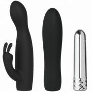 Sinful Double Trouble Uppladdningsbart Rabbit och Wand Bulletvibrator Set - Black