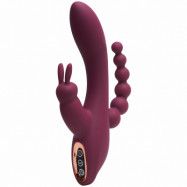 Sinful Triple Fun Bordeaux Uppladdningsbar Rabbitvibrator - Bordeaux