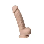 Real Skin Dual Density Dildo med pung 18 cm