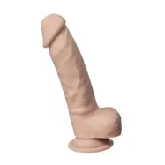 Real Skin Dual Density Dildo med pung 21 cm