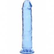 RealRock: Crystal Clear Straight Realistic Dildo, 18 cm, blå