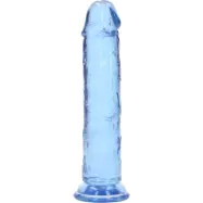 RealRock: Crystal Clear Straight Realistic Dildo, 18 cm, blå