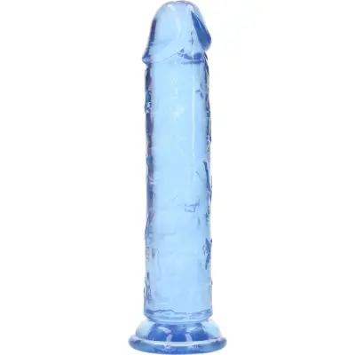 RealRock: Crystal Clear Straight Realistic Dildo, 18 cm, blå