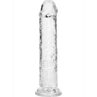 RealRock: Crystal Clear Straight Realistic Dildo, 18 cm, transparent