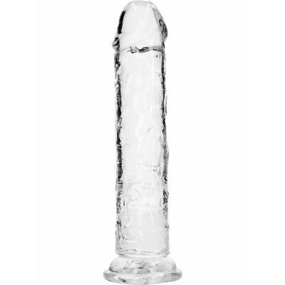 RealRock: Crystal Clear Straight Realistic Dildo, 23 cm, transparent