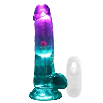 Realrock LED Vibrating Straight Cock with Balls 15 cm