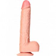 RealRock: Straight Realistic Dildo with Balls, 25.5 cm, ljus