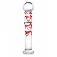 RED HEARTS GLASS DILDO