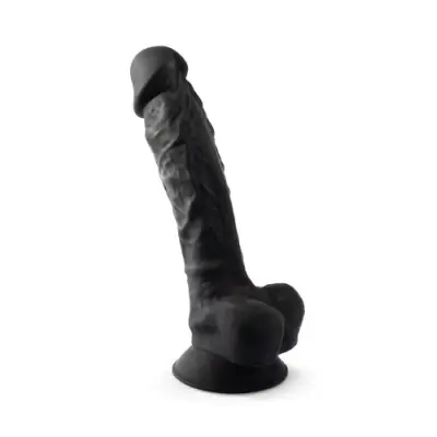 Dual Density Svart Dildo med pung 20 cm
