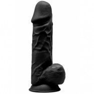 Dual Density Svart Dildo med pung 22 cm