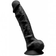 Dual Density Svart Dildo med pung 23 cm