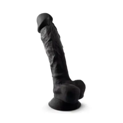Dual Density Svart Dildo med pung 23 cm