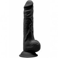 Dual Density Svart Dildo med pung 24 cm