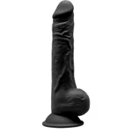 Dual Density Svart Dildo med pung 24 cm
