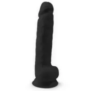 Dual Density Svart Dildo med pung 38 cm