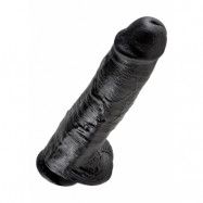 KING COCK 11 INCH W/ BALLS BLACK -  Längd 28 cm  -XXL dildo