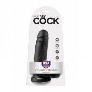 KING COCK 7 INCH W/ BALLS BLACK DILDO 18cm