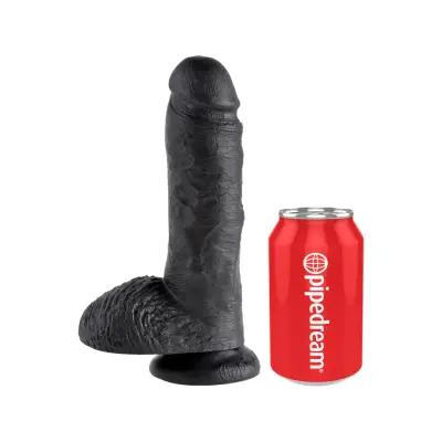 KING COCK 8 INCH W/ BALLS BLACK DILDO