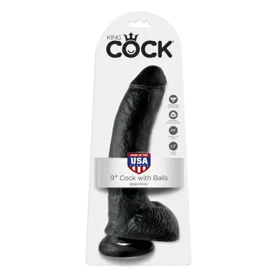KING COCK 9 INCH W/ BALLS BLACK DILDO