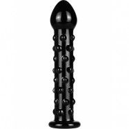 LoveToy: Glass Romance Dotted Dildo, svart